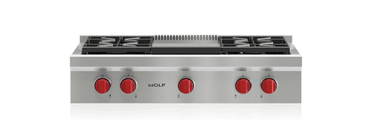 Wolf SRT364G 36" Sealed Burner Rangetop - 4 Burners And Infrared Griddle