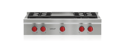 Wolf SRT364GLP 36" Sealed Burner Rangetop - 4 Burners And Infrared Griddle