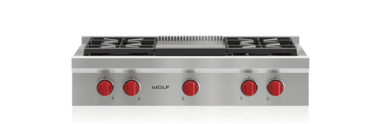 Wolf SRT364GLP 36" Sealed Burner Rangetop - 4 Burners And Infrared Griddle