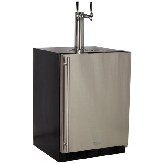 Marvel ML24BTP3LP Marvel Built-In Indoor Twin Tap Beer Dispenser - Solid Panel Overlay Ready Door - Integrated Left Hinge