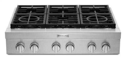 Kitchenaid KCGC506JSS Kitchenaid® 36'' 6-Burner Commercial-Style Gas Rangetop - Stainless Steel