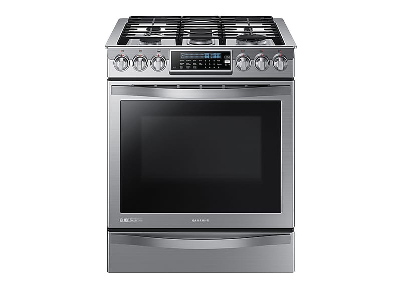 Samsung NX58H9950WS 5.8 Cu. Ft. Chef Collection Slide-In Gas Range With True Convection In Stainless Steel