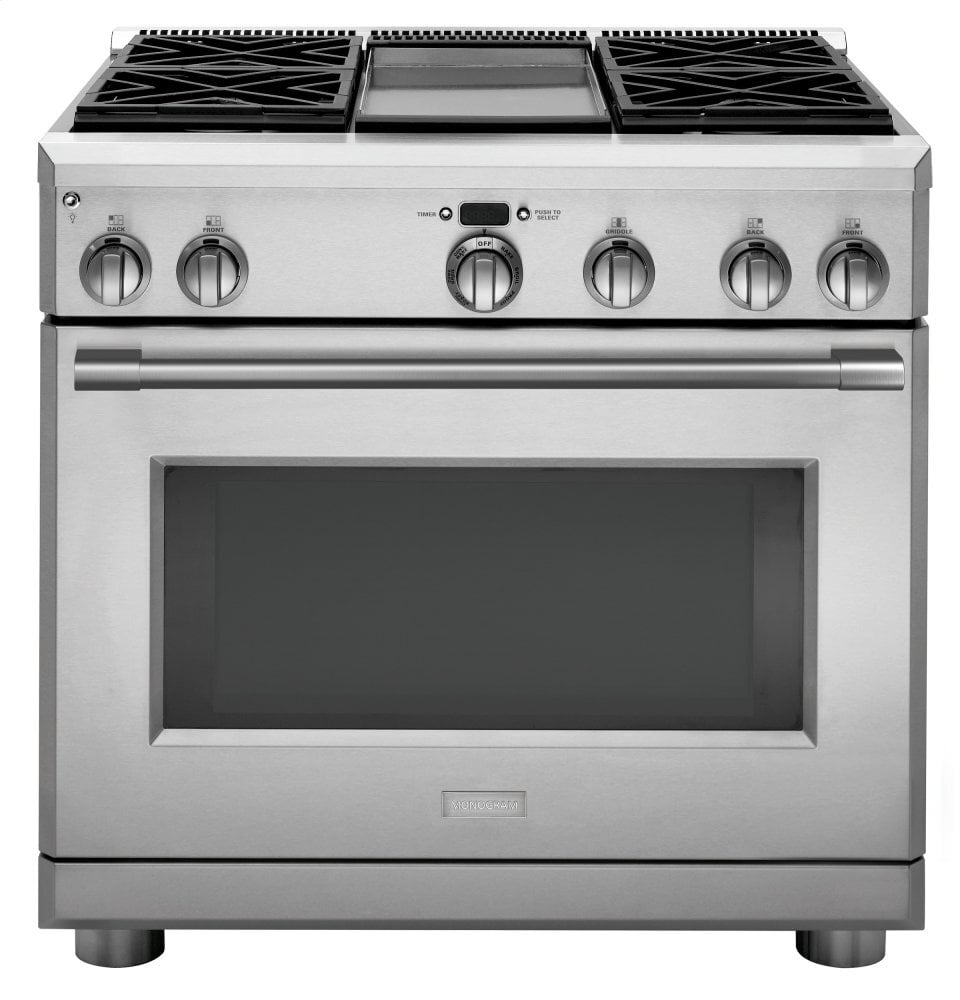 Monogram ZDP364NDNSS Monogram 36" Dual-Fuel Professional Range With 4 Burners And Griddle (Natural Gas)