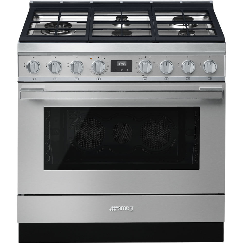 Smeg CPF36UGMX Portofino Pro-Style Dual Fuel Range, Gray, 36