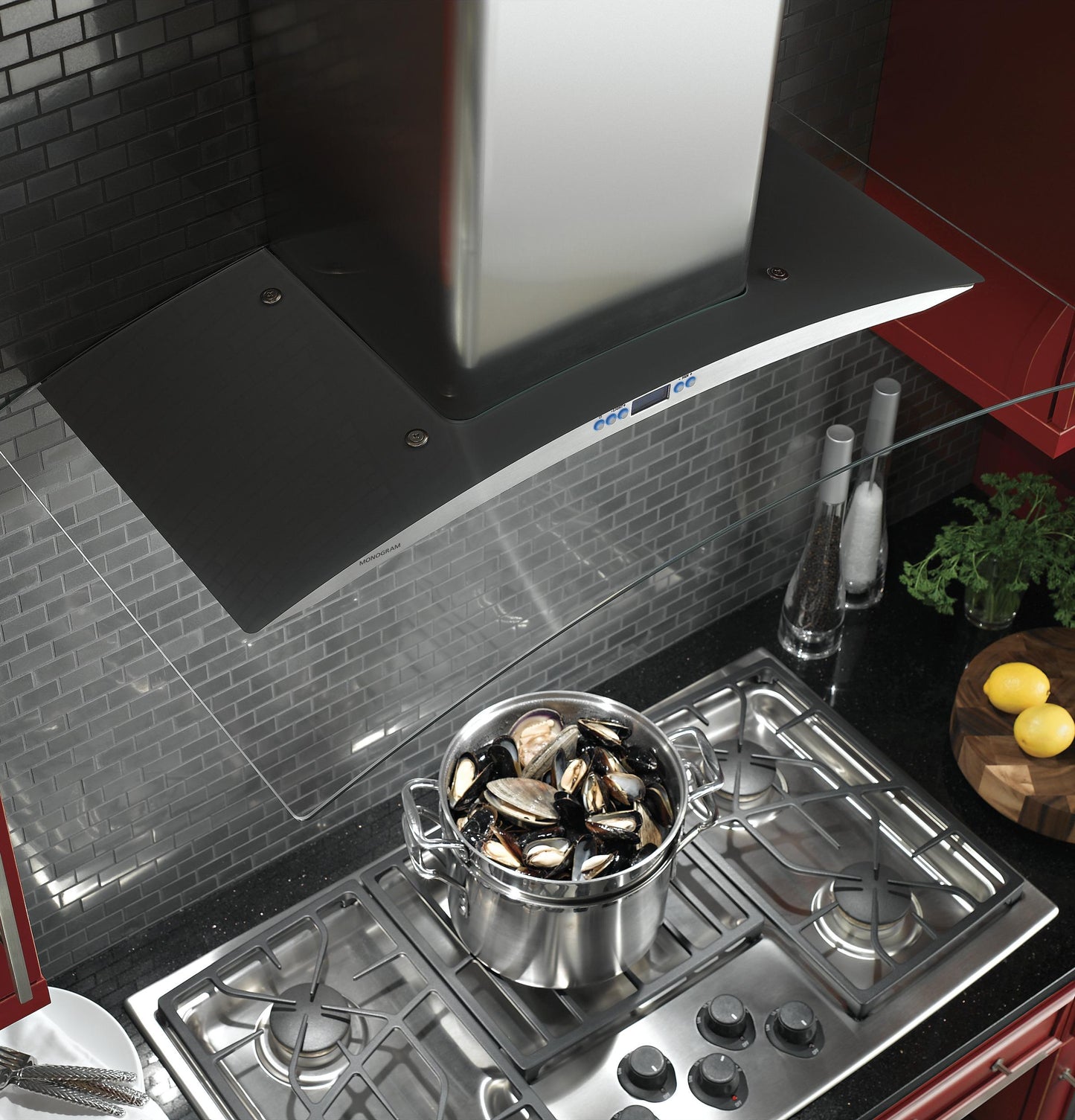 Monogram ZV900SLSS Monogram 36" Glass Canopy Wall-Mounted Hood - Gray