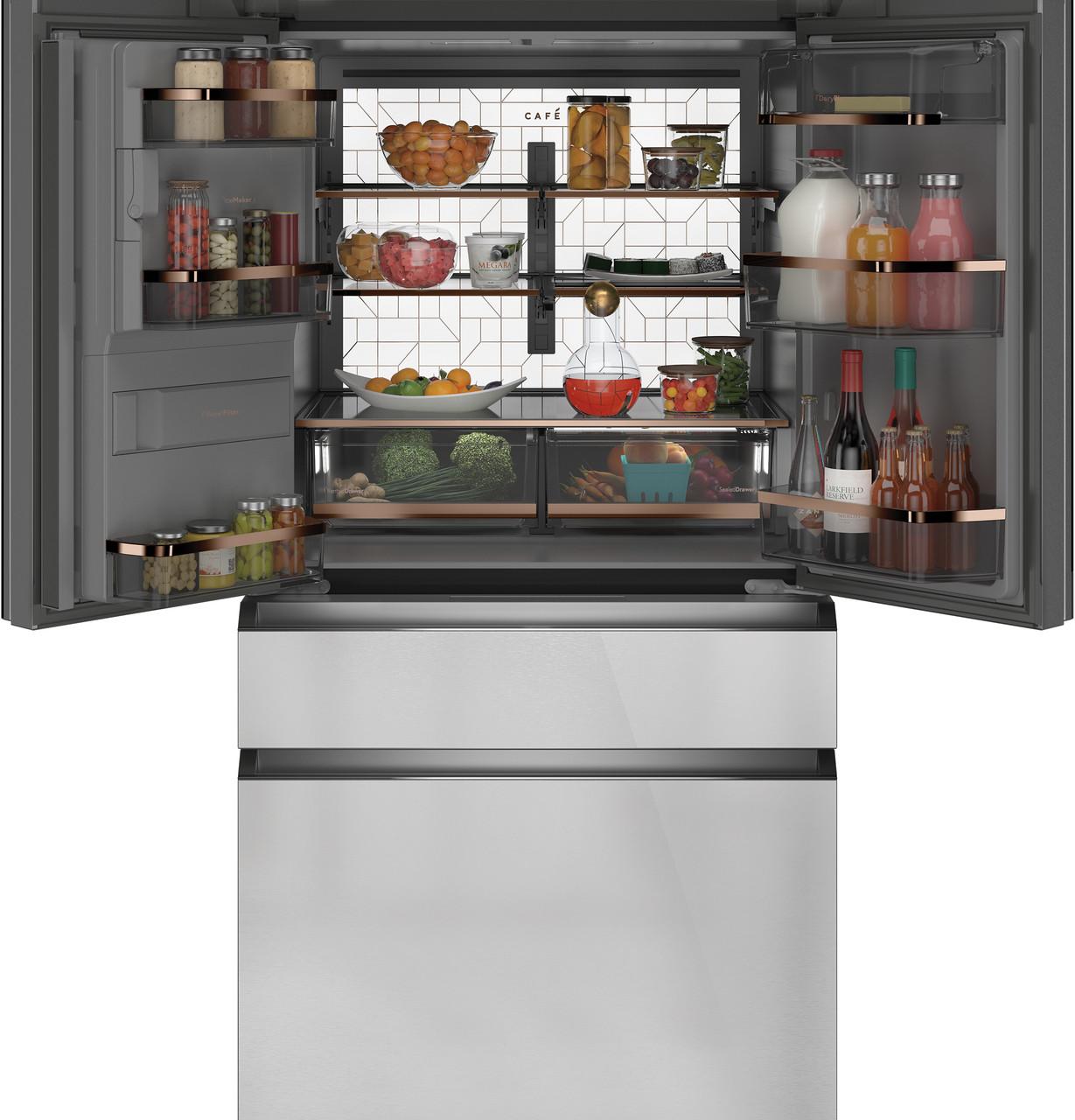 Cafe CXE22DM5PS5 Café&#8482; Energy Star® 22.3 Cu. Ft. Smart Counter-Depth 4-Door French-Door Refrigerator In Platinum Glass
