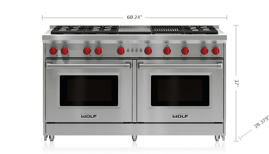 Wolf GR606CG 60" Gas Range - 6 Burners, Infrared Charbroiler And Infrared Griddle