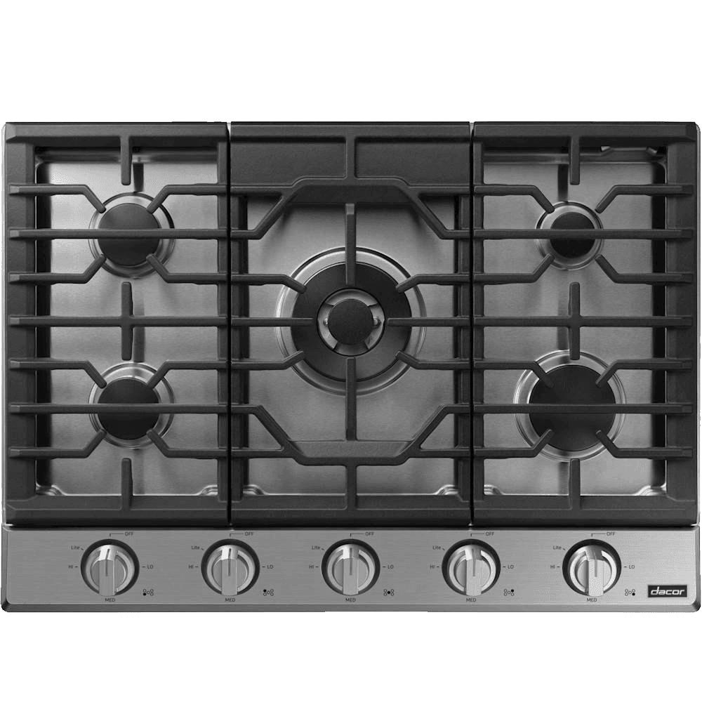 Dacor DTG30P875NS Transitional 30" Gas Cooktop, Silver Stainless Steel, Natural Gas/Liquid Propane