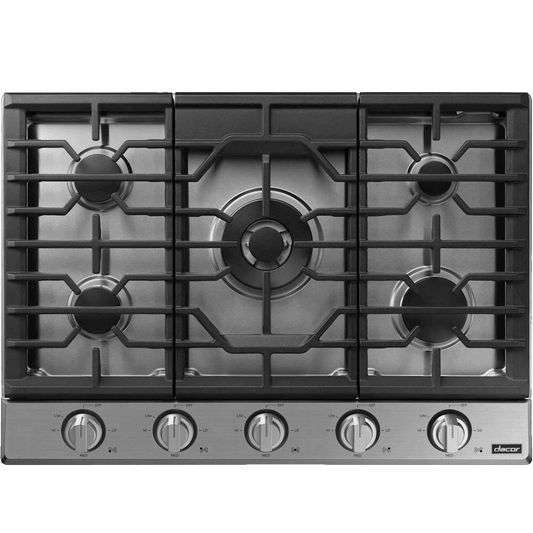 Dacor DTG30P875NS Transitional 30" Gas Cooktop, Silver Stainless Steel, Natural Gas/Liquid Propane