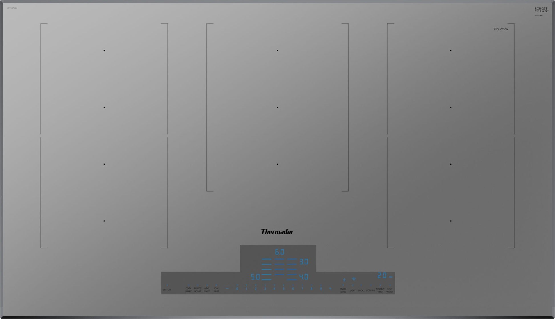 Thermador CIT367YG Liberty® Induction Cooktop 36'' Titanium Gray, Surface Mount Without Frame Cit367Yg