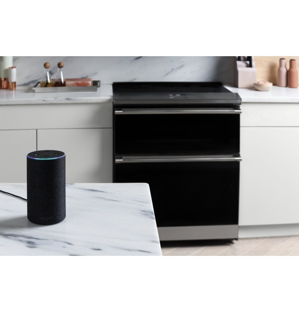 Cafe CES700M2NS5 Café 30" Smart Slide-In, Front-Control, Radiant And Convection Range In Platinum Glass