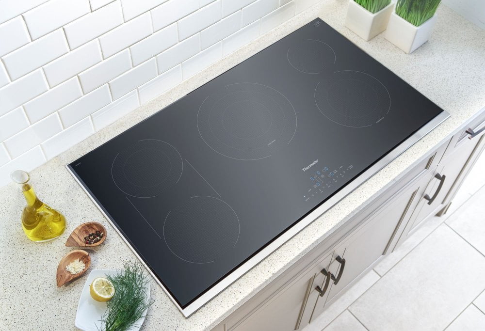 Thermador CET366TB 36-Inch Masterpiece® Touch Control Electric Cooktop, Black, Framed