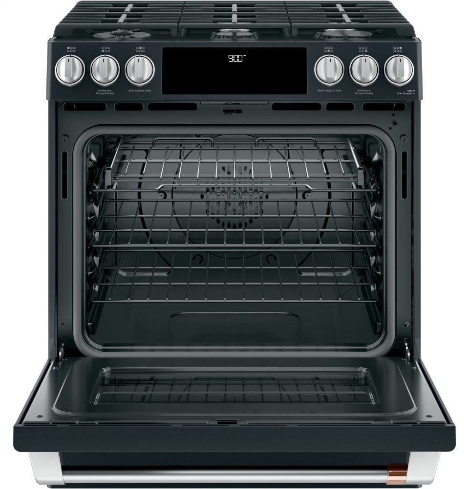Cafe C2S900P3MD1 Café 30" Slide-In Front Control Dual-Fuel Convection Range With Warming Drawer