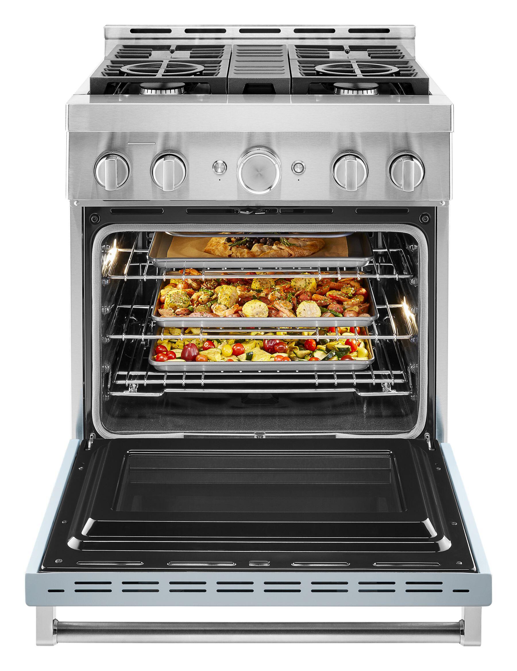 Kitchenaid KFGC500JMB Kitchenaid® 30'' Smart Commercial-Style Gas Range With 4 Burners - Misty Blue