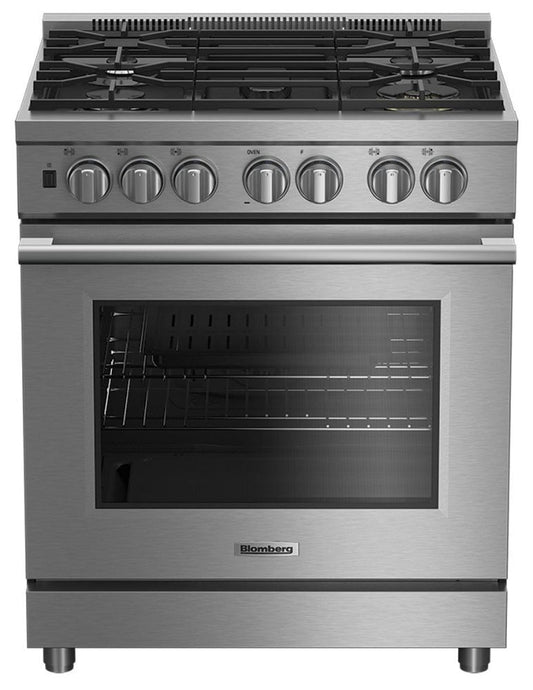 Blomberg Appliances BGRP34520SS 30" Pro Gas Stainless Range With 5.7 Cu Ft Self Clean Oven, 5 Burner, Track Light