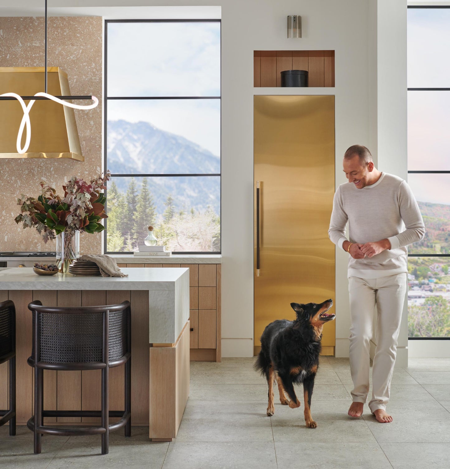 Monogram ZK1BN309VLH Monogram 30" Lh Column Panel Brass Designer Collection