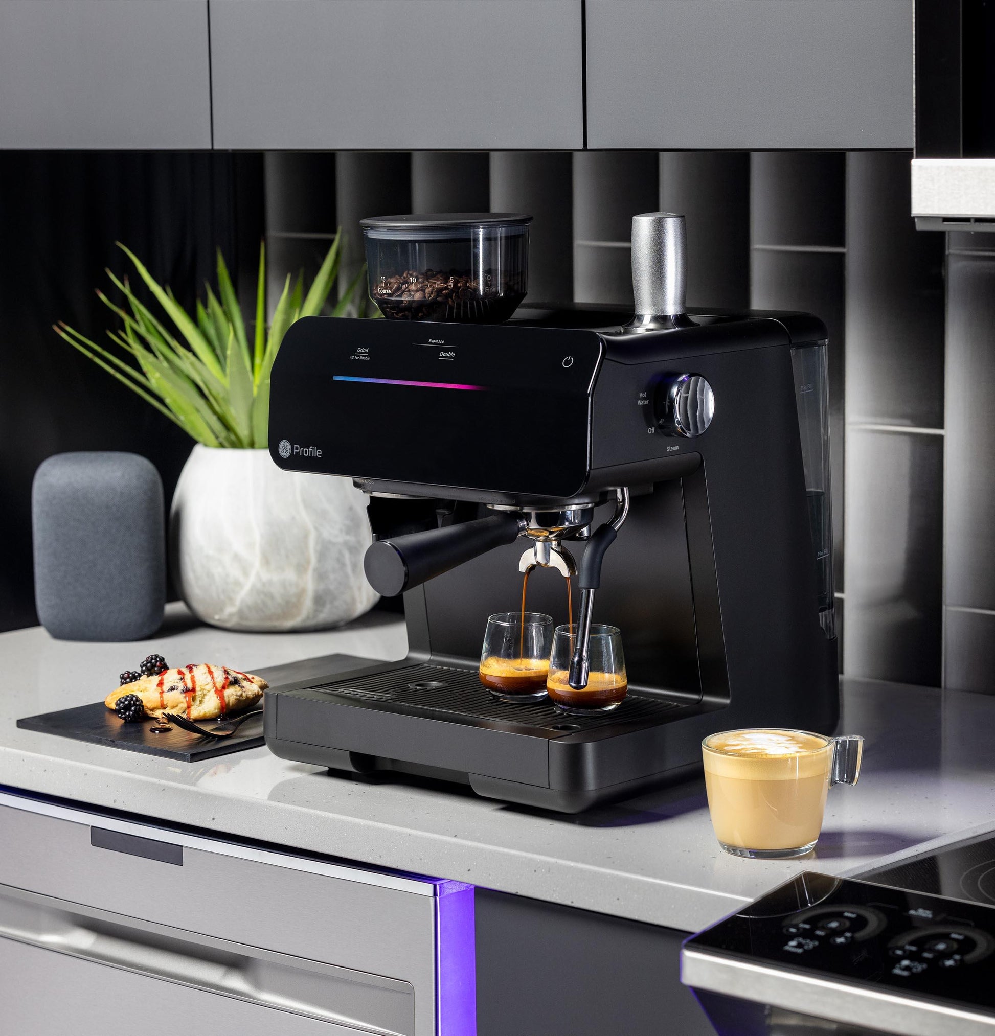 Ge Appliances P7CESAS6RBB Ge Profile™ Semi Automatic Espresso Machine + Frother