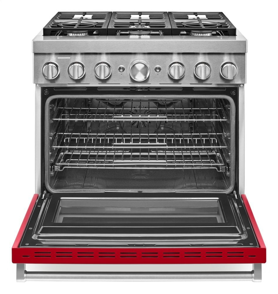 Kitchenaid KFDC506JPA Kitchenaid® 36'' Smart Commercial-Style Dual Fuel Range With 6 Burners - Passion Red