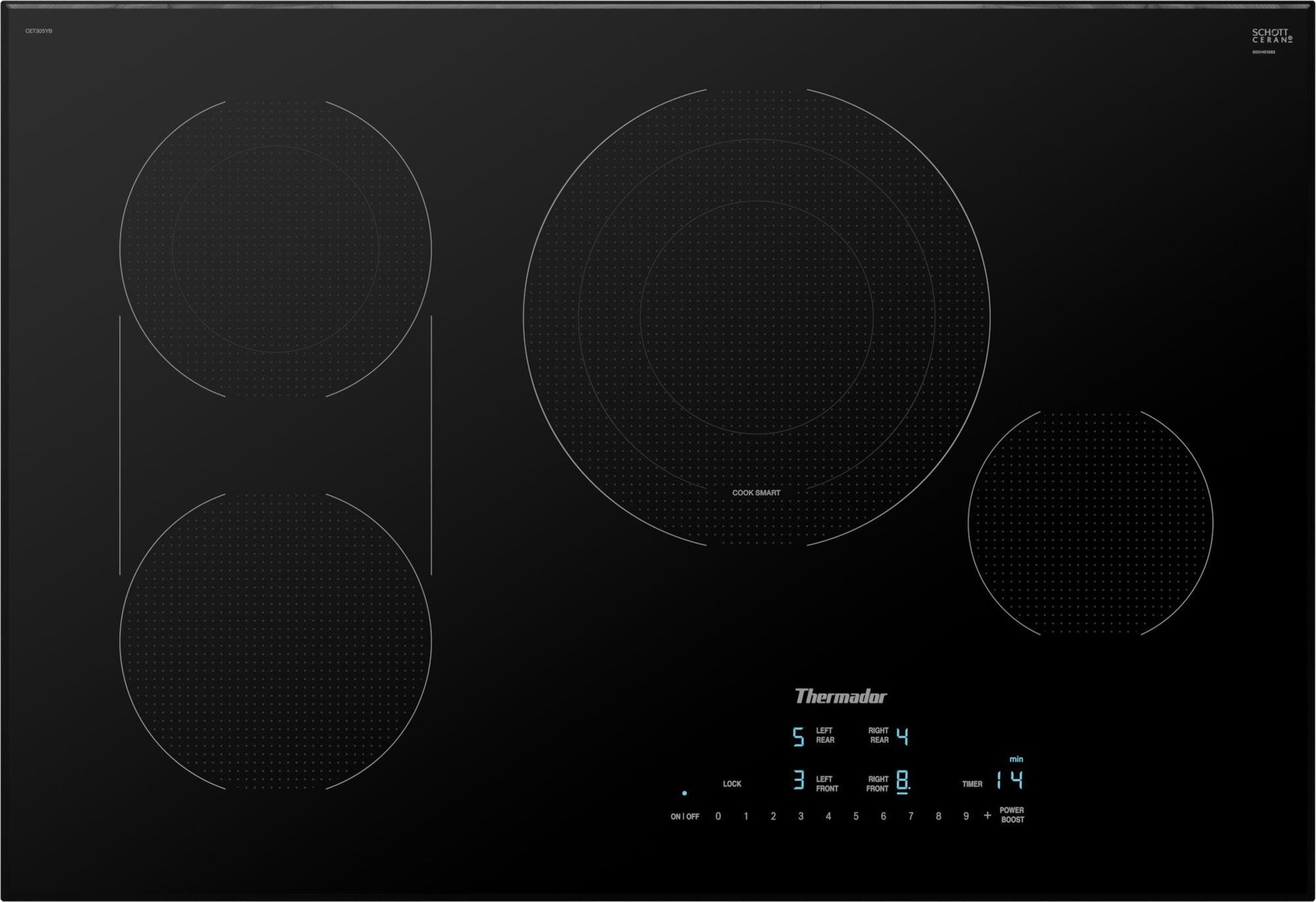 Thermador CET305YB Touch Control Electric Cooktop 30'' Black, Surface Mount Without Frame Cet305Yb