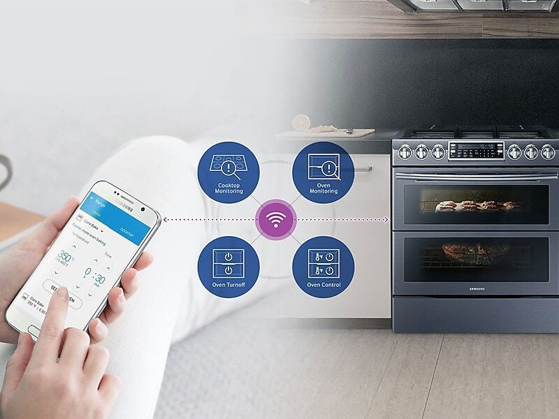 Samsung NX58K9850SG 5.8 Cu. Ft. Slide-In Gas Range With Flex Duo™ & Dual Door In Black Stainless Steel