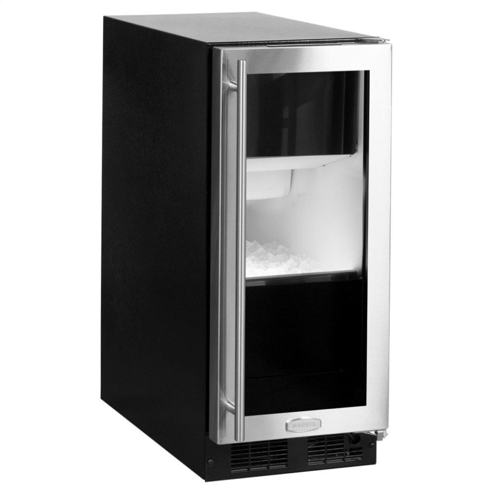 Marvel ML15CPG1RS 15" Marvel Clear Ice Machine With Arctic Illuminice Lighting And Glass Door - Factory Installed Pump - Stainless Steel Framed Glass Door, Right Hinge