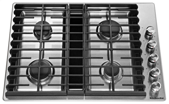 Kitchenaid KCGD500GSS 30" 4 Burner Gas Downdraft Cooktop - Stainless Steel