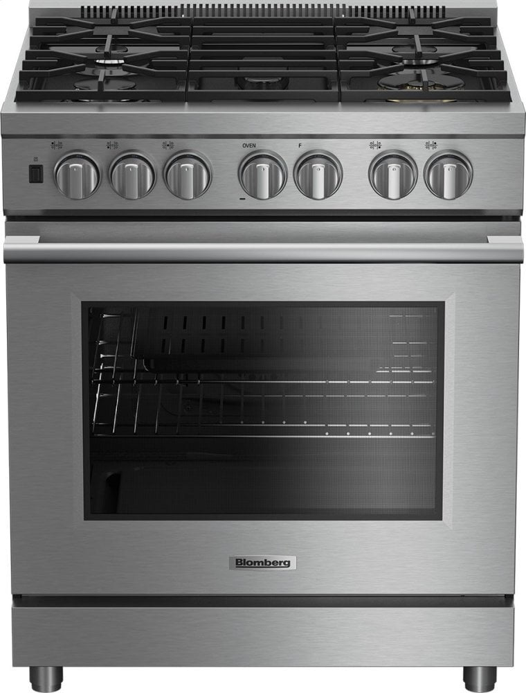 Blomberg Appliances BGRP34520SS 30" Pro Gas Stainless Range With 5.7 Cu Ft Self Clean Oven, 5 Burner, Track Light