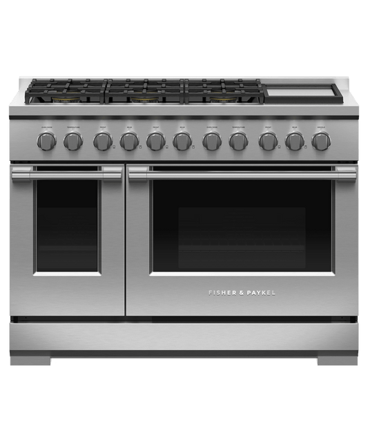 Fisher & Paykel RGV3486GDN Gas Range, 48", 6 Burners With Griddle