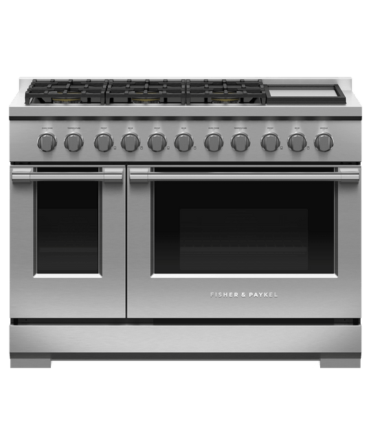 Fisher & Paykel RGV3486GDN Gas Range, 48", 6 Burners With Griddle