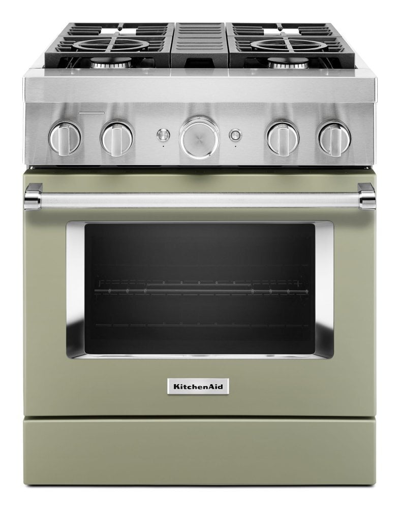 Kitchenaid KFDC500JAV Kitchenaid® 30'' Smart Commercial-Style Dual Fuel Range With 4 Burners - Avocado Cream