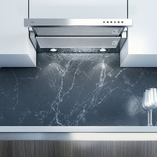 Xo Appliance XOC24SC 24" 600/395 Cfm Under Cabinet Glide Out Visor Italian Made Stainless