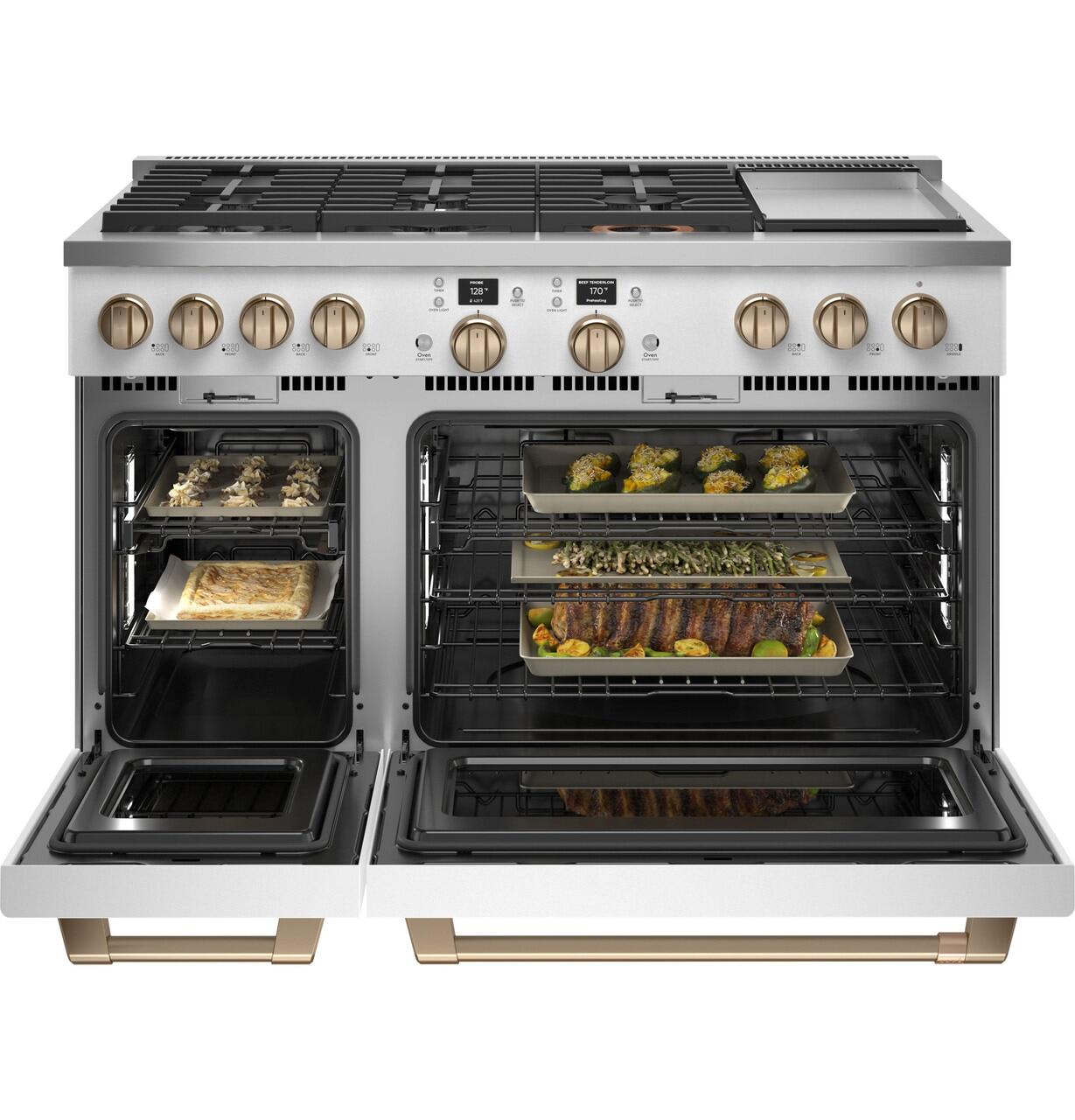 Cafe C2Y486P4TW2 Café™ 48" Smart Dual-Fuel Commercial-Style Range With 6 Burners And Griddle (Natural Gas)