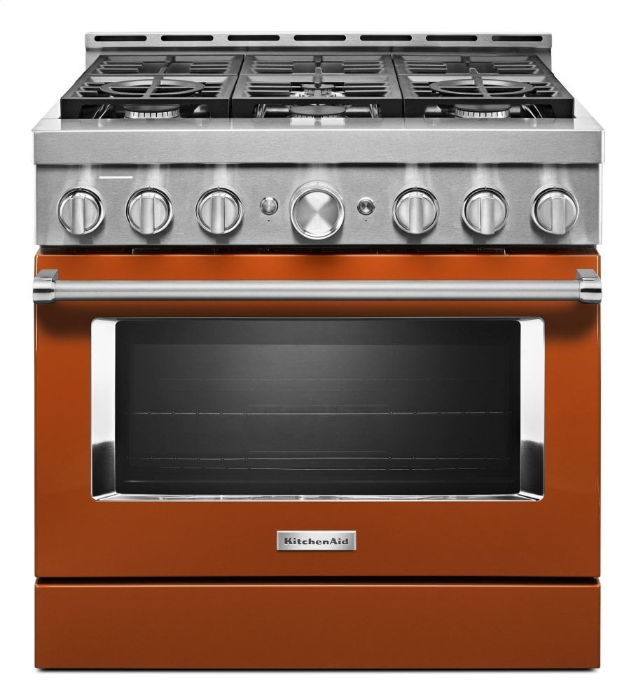 Kitchenaid KFGC506JSC Kitchenaid® 36'' Smart Commercial-Style Gas Range With 6 Burners - Scorched Orange
