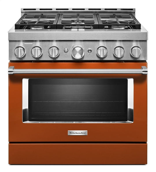Kitchenaid KFGC506JSC Kitchenaid® 36'' Smart Commercial-Style Gas Range With 6 Burners - Scorched Orange