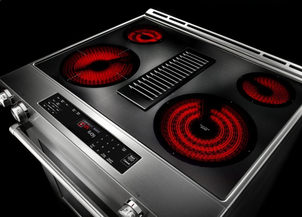 Kitchenaid KSEG950ESS 30-Inch 4-Element Electric Downdraft Slide-In Range - Stainless Steel