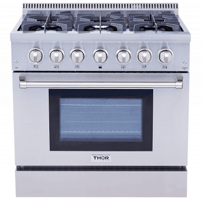 Thor Kitchen HRD3606U 36 Inch Professional Dual Fuel Range In Stainless Steel