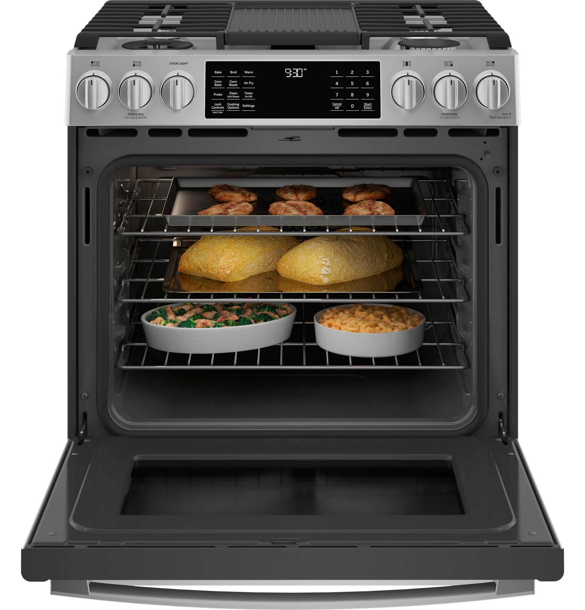 Ge Appliances P2S930YPFS Ge Profile™ 30" Smart Dual Fuel Slide-In Front-Control Fingerprint Resistant Range