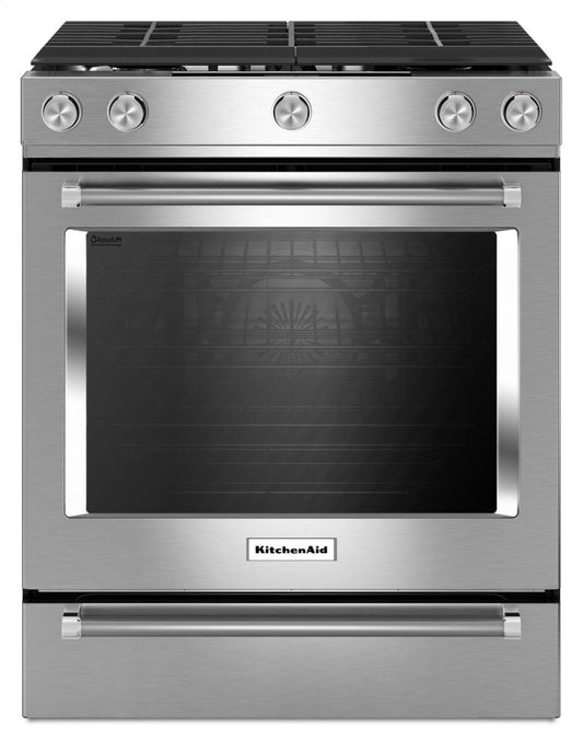 Kitchenaid KSGG700ESS 30-Inch 5-Burner Gas Slide-In Convection Range - Stainless Steel