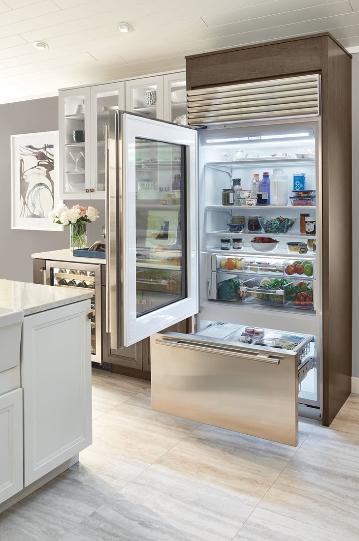 Sub-Zero BI36UAOLH 36" Classic Over-And-Under Refrigerator/Freezer With Glass Door - Panel Ready