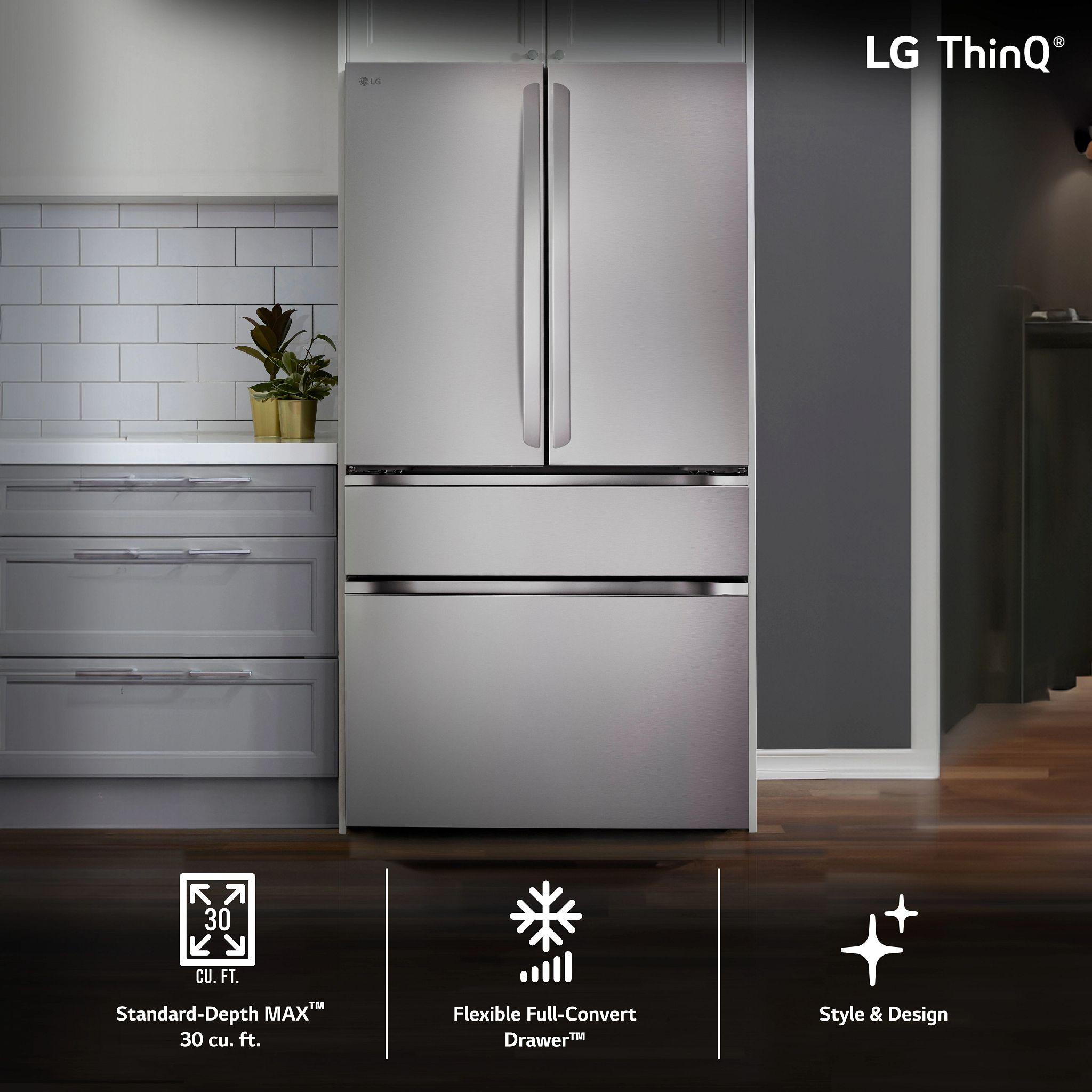 Lg LF30H8210S 30 Cu. Ft. Smart Standard-Depth Max™ 4-Door French Door Refrigerator With Full-Convert Drawer™