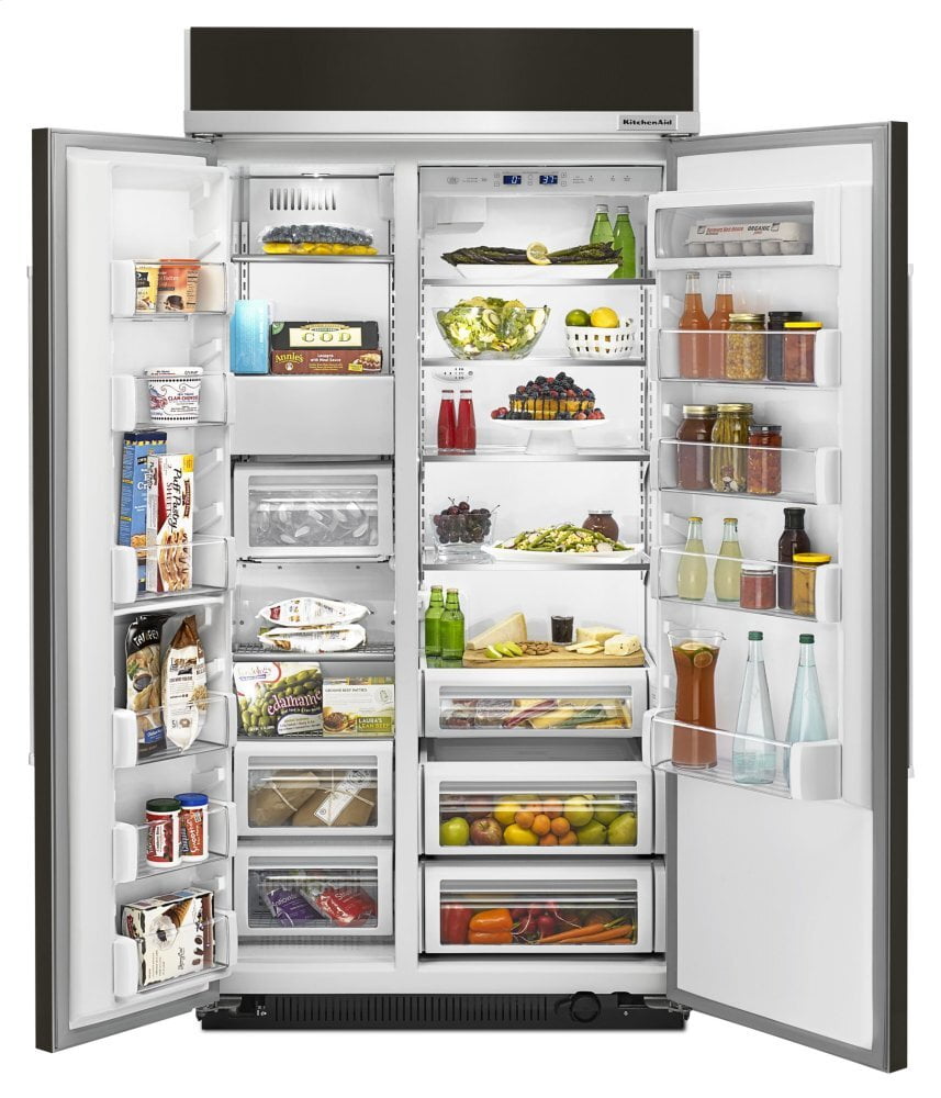 Kitchenaid KBSN602EBS 25.5 Cu. Ft 42-Inch Width Built-In Side By Side Refrigerator With Printshield&#8482; Finish - Black Stainless