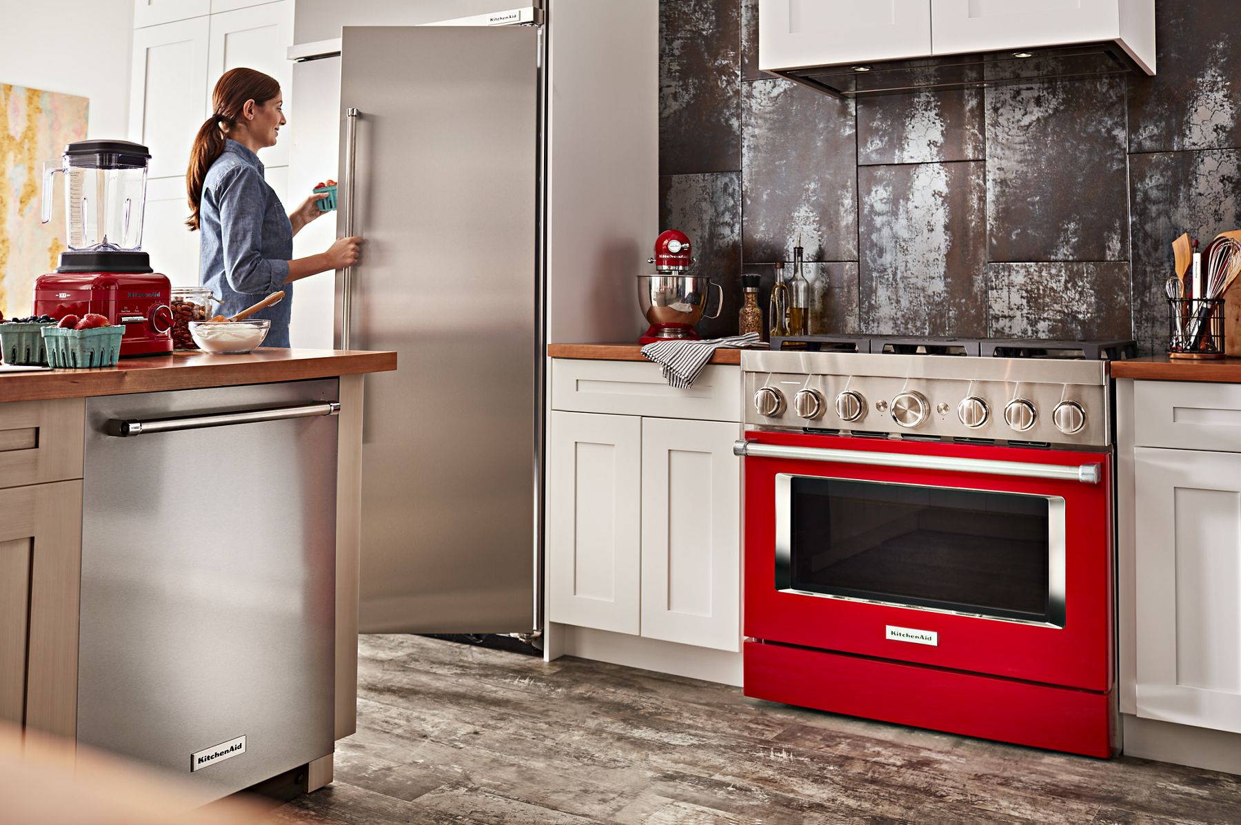 Kitchenaid KFDC506JPA Kitchenaid® 36'' Smart Commercial-Style Dual Fuel Range With 6 Burners - Passion Red