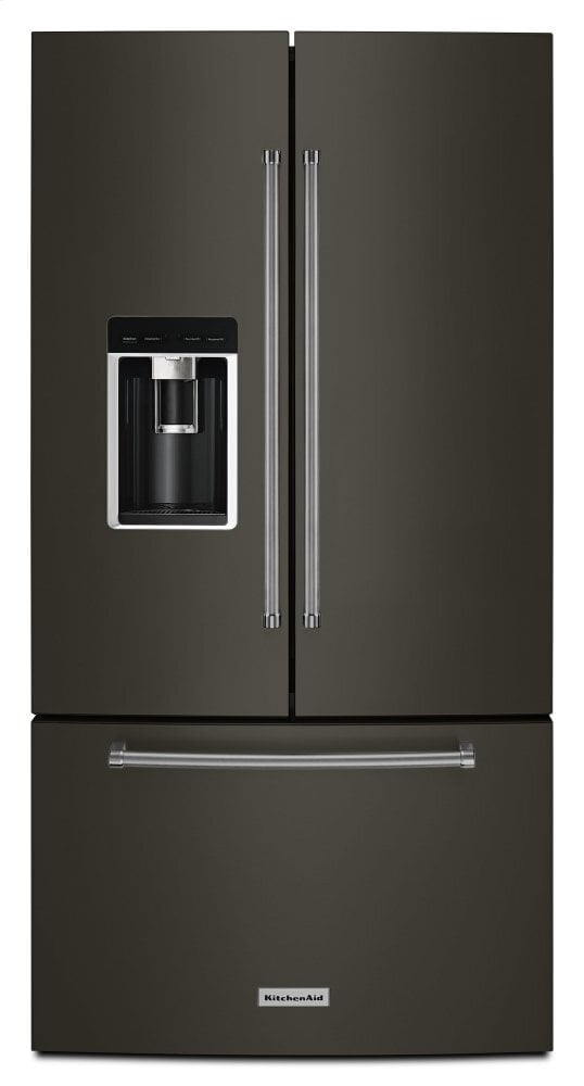Kitchenaid KRFC704FBS 23.8 Cu. Ft. 36" Counter-Depth French Door Platinum Interior Refrigerator With Printshield&#8482; Finish - Black Stainless Steel With Printshield&#8482; Finish
