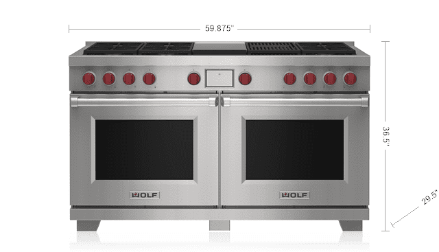 Wolf DF60650CGSPLP 60" Dual Fuel Range - 6 Burners, Infrared Charbroiler And Infrared Griddle