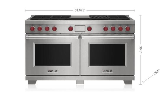Wolf DF60650CGSPLP 60" Dual Fuel Range - 6 Burners, Infrared Charbroiler And Infrared Griddle