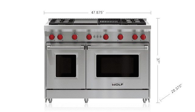 Wolf GR484CG 48" Gas Range - 4 Burners, Infrared Charbroiler And Infrared Griddle