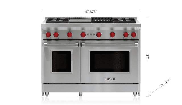 Wolf GR484CGLP 48" Gas Range - 4 Burners, Infrared Charbroiler And Infrared Griddle
