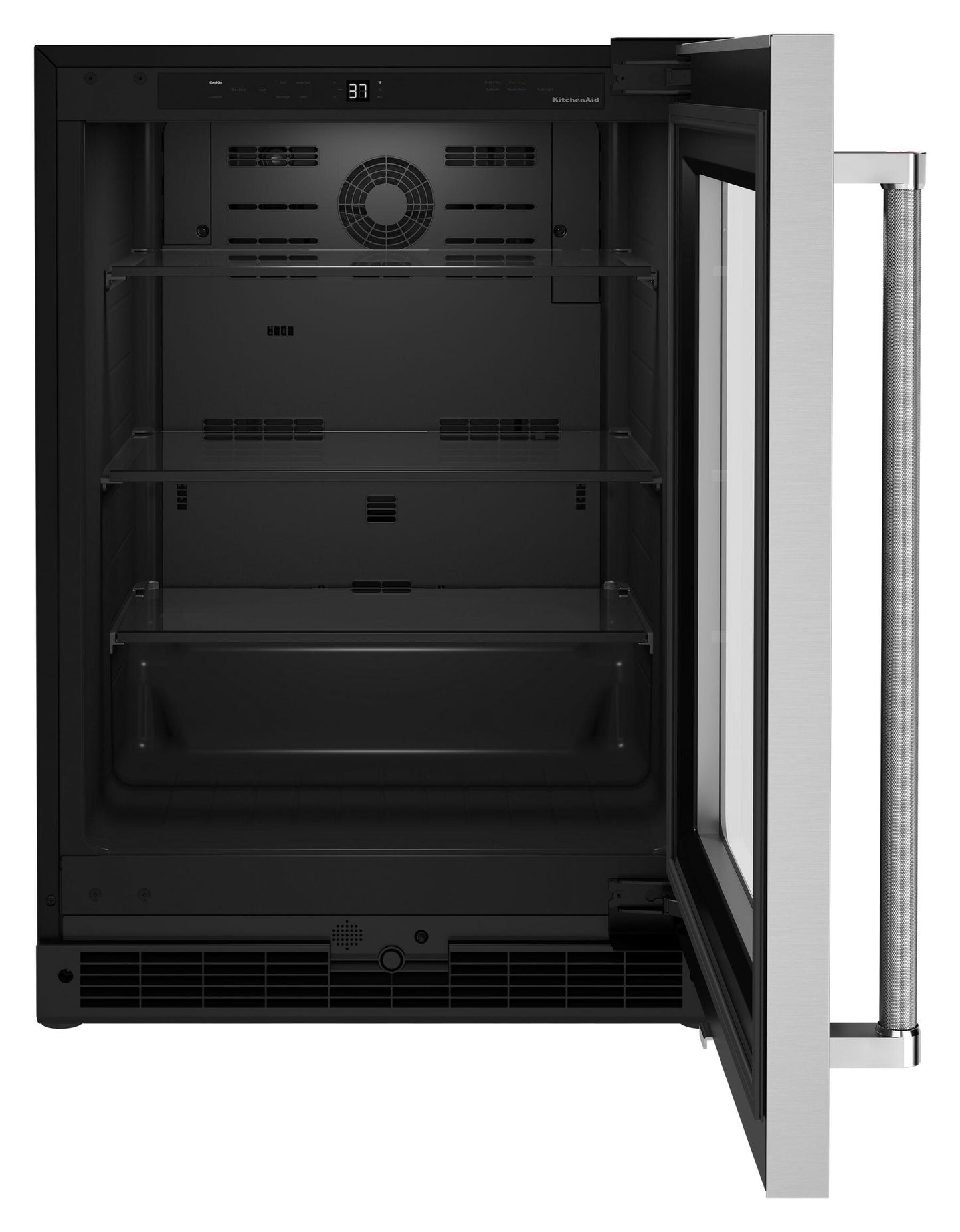 Kitchenaid KURR214KSB 24" Undercounter Refrigerator With Glass Door - Black Cabinet/Stainless Doors