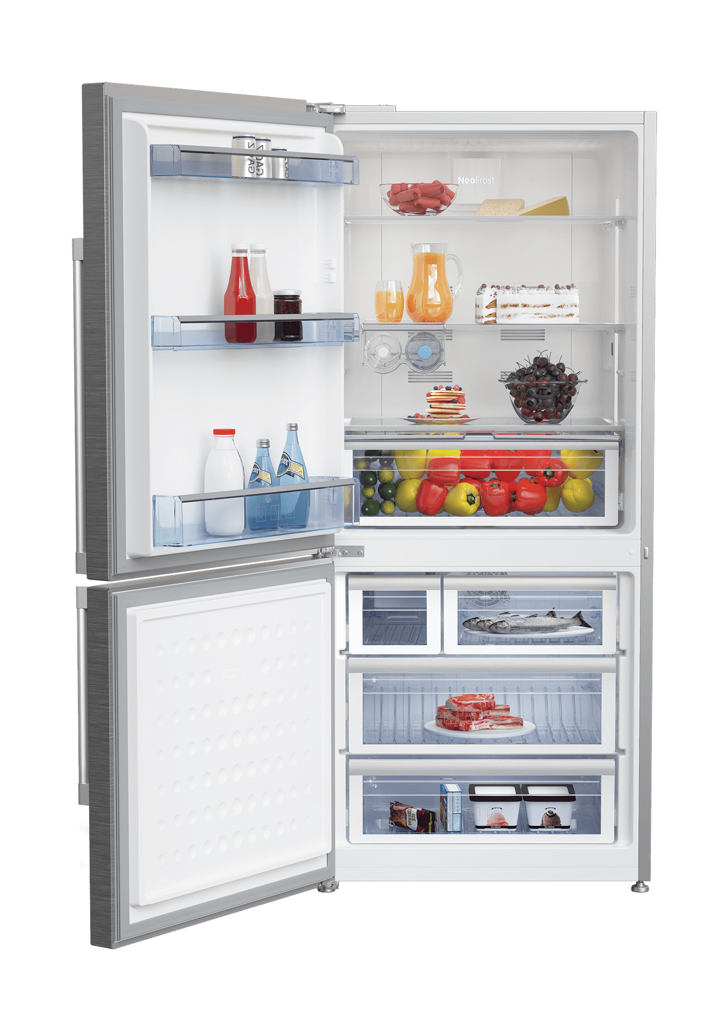 Beko BFBF3018SSIML 30" Freezer Bottom Stainless Steel Refrigerator With Auto Ice Maker (Left Hinge)