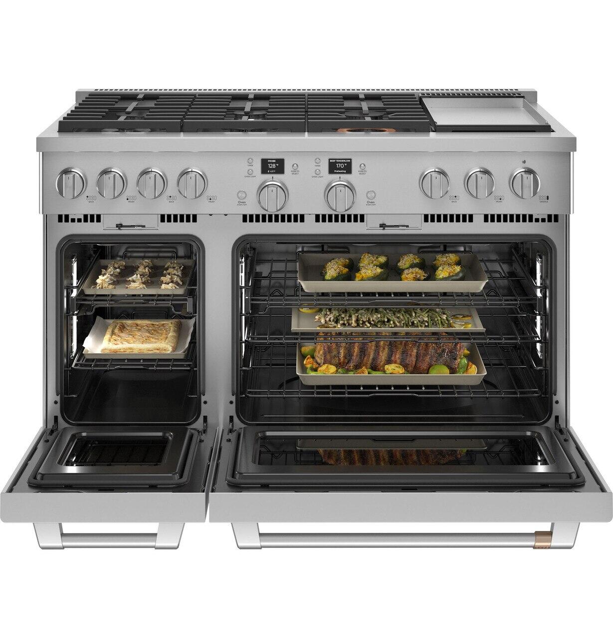 Cafe C2Y486P2TS1 Café&#8482; 48" Smart Dual-Fuel Commercial-Style Range With 6 Burners And Griddle (Natural Gas)